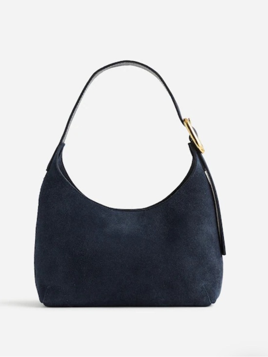 Madewell Handbags - NWT Madewell The Sculptural-Buckle Shoulder Bag - Navy Suede